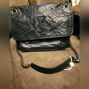 Quilted Leather Niki Blue Bag